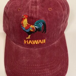 🟢NWT Hawaii Rooster Embroidered Dad Hat | Burgundy Adjustable Cap